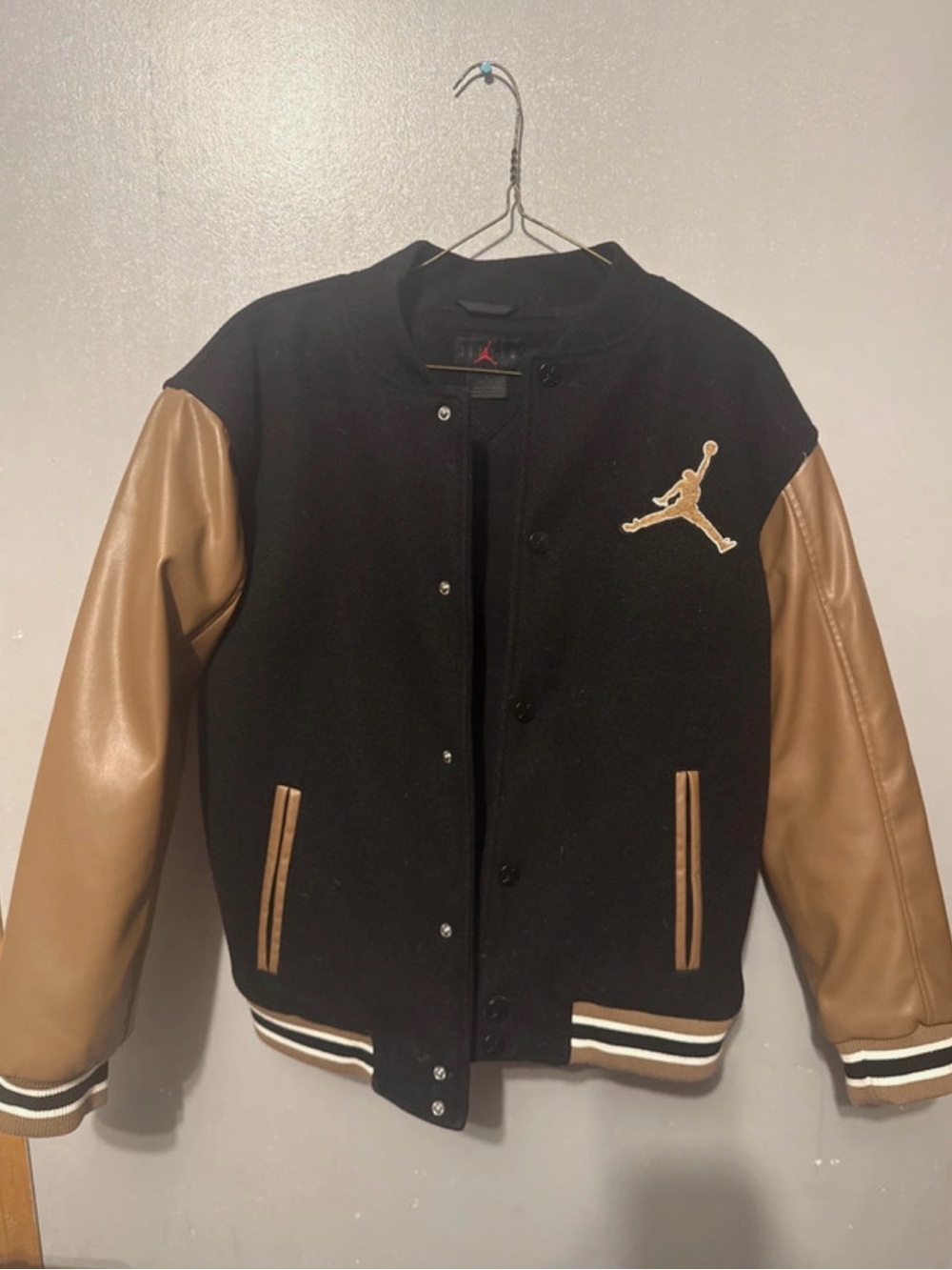 Jordan Black and Tan Boys' Varsity Jacket